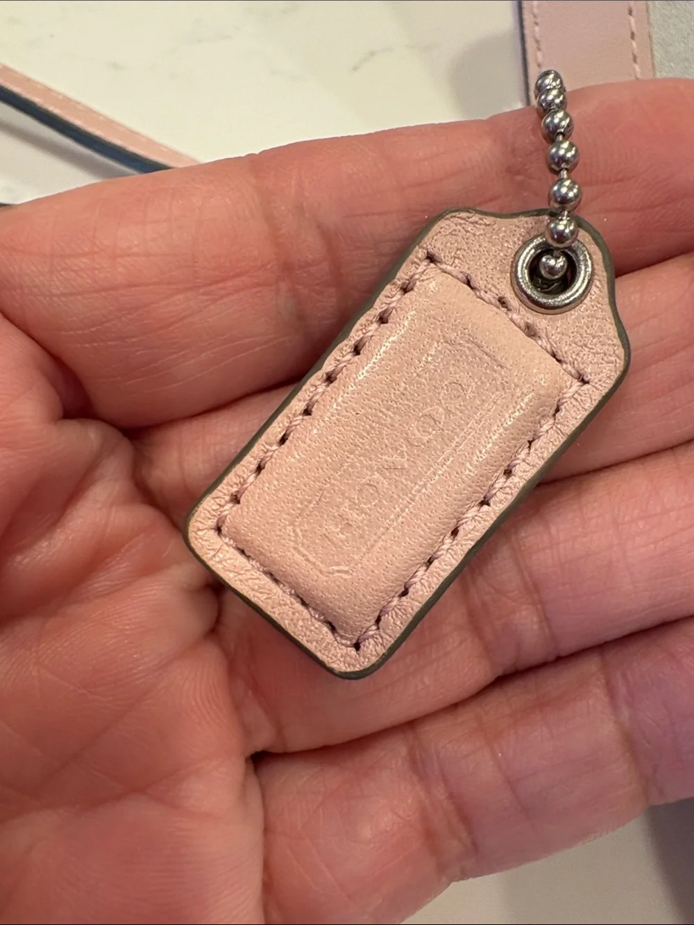 Coach Pale Pink Leather Wristlet Clutch with Silver Hardware